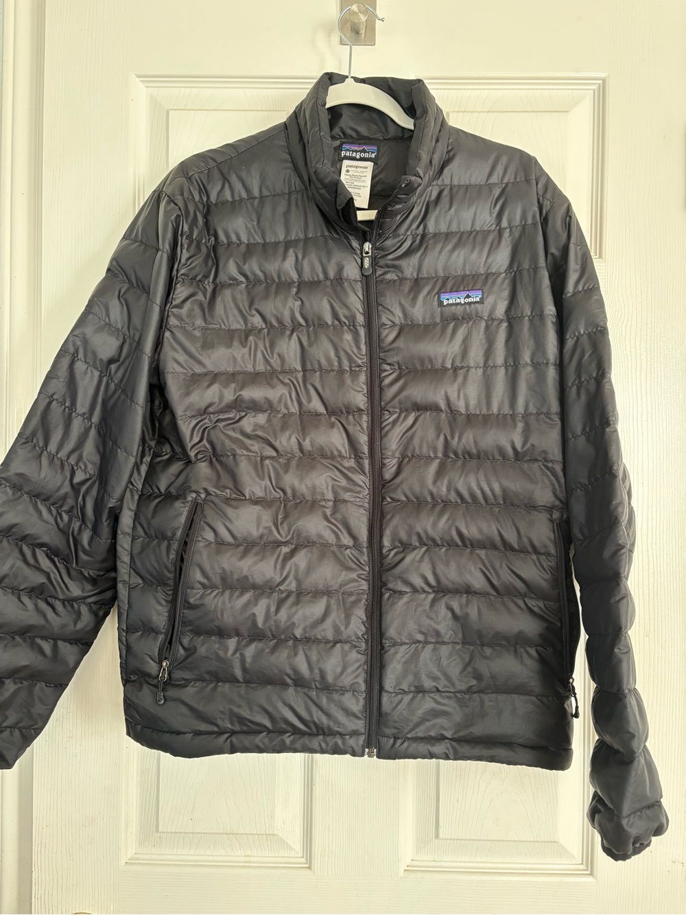 Patagonia Down Sweater Jacket Mens Small Black Down Puffer Full Zip Outdoor #090
